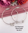 AD Diamond Design Silver Kadli Type Bangles Wholesale Price In Surat
